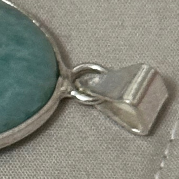 925 Sterling Silver Plated Larimar Pendant Large Oval Genuine Stone NWOT - Picture 8 of 12